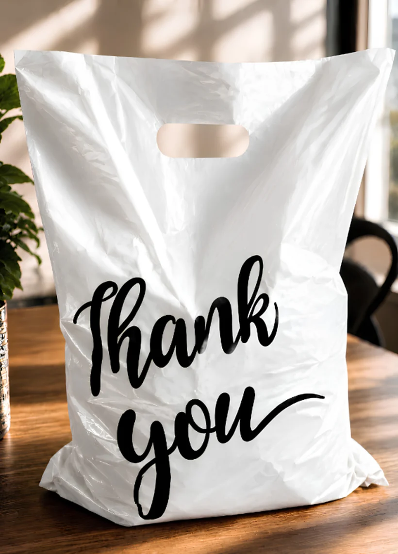 A printed bag carrying a customer's own artwork
