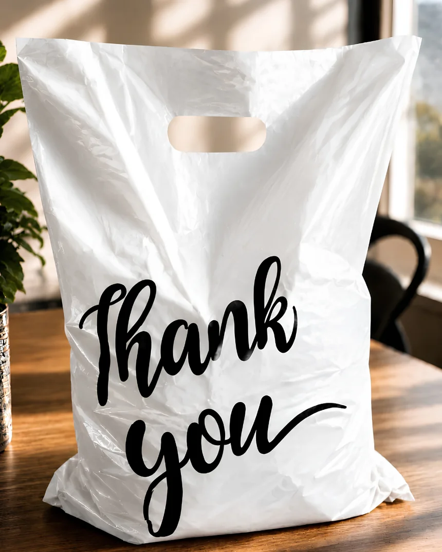 A printed boutique bag carrying a customer&rsquo;s own artwork